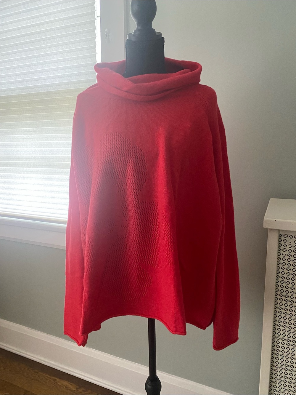 Red Cowl Neck Sweater - Draped Cozy Knit
